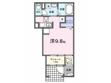 広白岳2丁目アパートB(ワンルーム/1階)の間取り写真