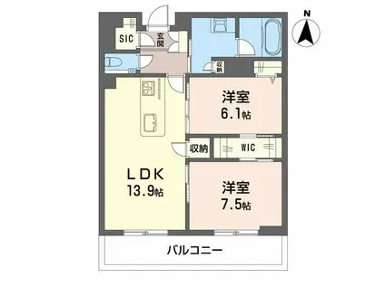 ウィステリア・ステージ真栄(2LDK/2階)の間取り写真