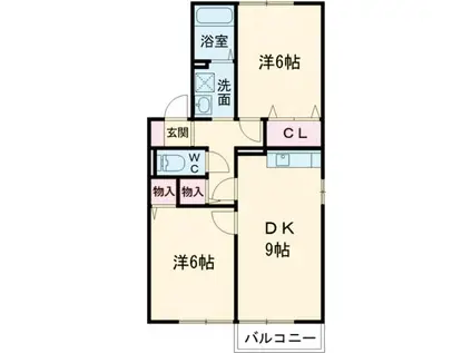 FUMI GRANDE B(2DK/2階)の間取り写真