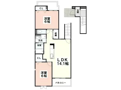 アフターヌーンベル(2LDK/2階)の間取り写真