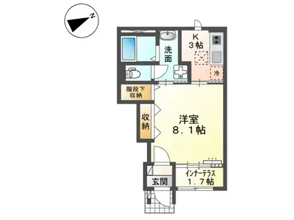スターテラスII 福田町古新田(1K/1階)の間取り写真