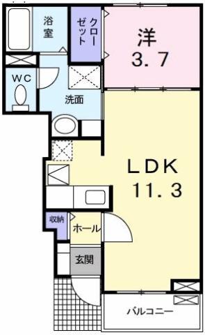 プレアヴェニュー D(1LDK/1階)の間取り写真