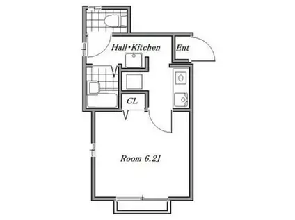 ソラーナ国立(1K/1階)の間取り写真