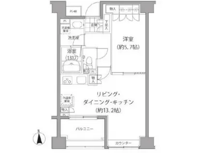 エーデル練馬(1LDK/3階)の間取り写真