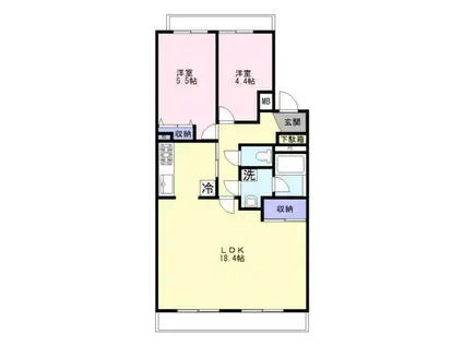 二俣川ガーデニア(2LDK/3階)の間取り写真