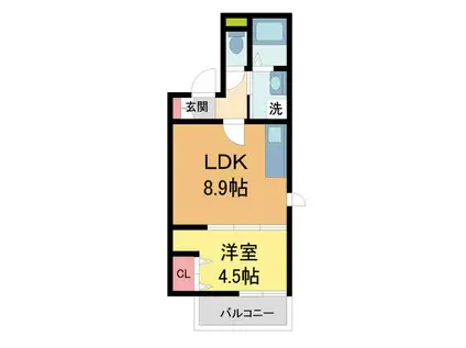 AGRE石橋(1LDK/2階)の間取り写真