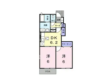 サニーパレスII(2DK/1階)の間取り写真