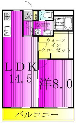 サンシャインミカ(1LDK/2階)の間取り写真