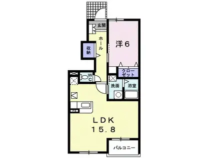 レジデンス光(1LDK/1階)の間取り写真