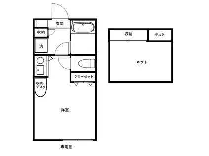 シャレイ自由が丘(ワンルーム/1階)の間取り写真