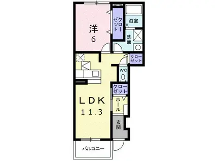 イーグル ポイント(1LDK/1階)の間取り写真