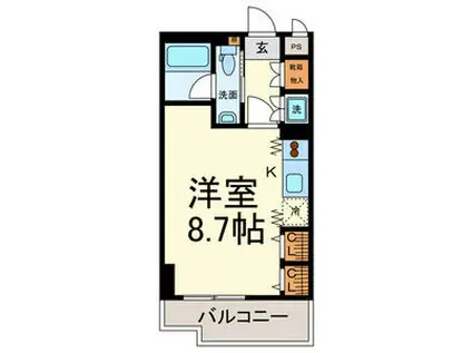 グランルージュ栄II(ワンルーム/2階)の間取り写真