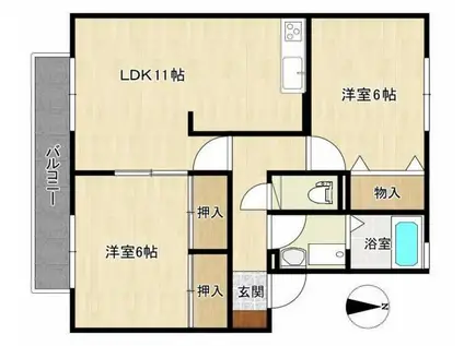 FOREVER HILLIII(2LDK/2階)の間取り写真