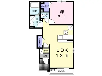 メゾンラフィネII(1LDK/1階)の間取り写真