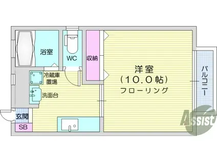 マリーナハウス(1DK/2階)の間取り写真