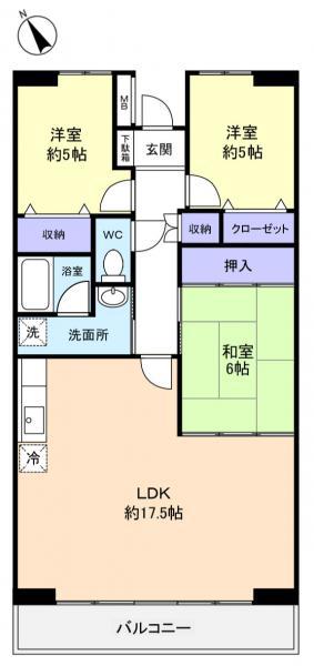エスポワール八千代(3LDK/6階)の間取り写真