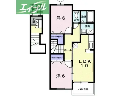 サニーコート I(2LDK/2階)の間取り写真