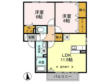 メルエムC(2LDK/2階)の間取り写真