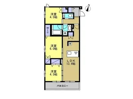 グランヴィラ川崎(3LDK/2階)の間取り写真