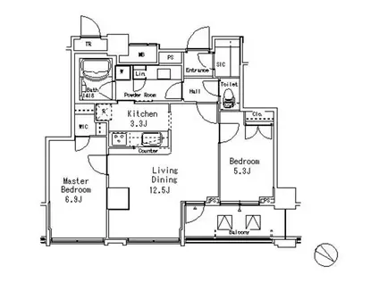 MFPR目黒タワー(2LDK/18階)の間取り写真