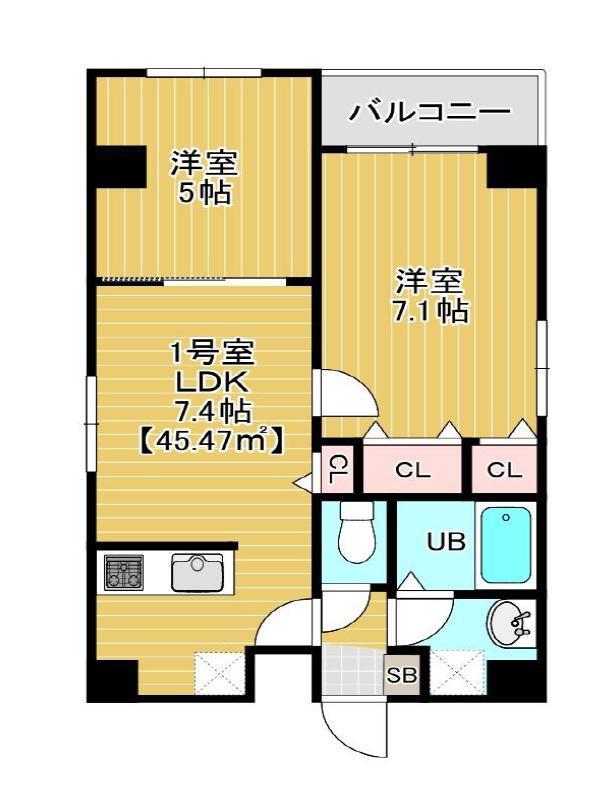 BLOOM錦糸町(2LDK/7階)の間取り写真
