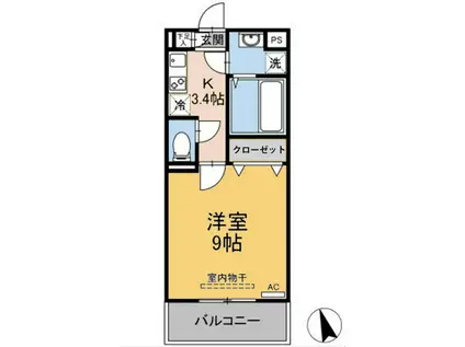 A P R Y C I T Y(1K/1階)の間取り写真