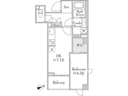 ミリアレジデンス白金台 8階(1DK/3階)の間取り写真