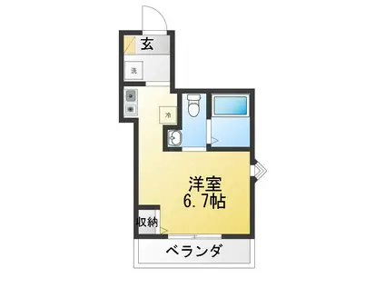 うみかぜハイツII(ワンルーム/2階)の間取り写真