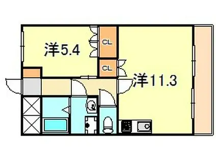 PURE ARROW(1LDK/1階)の間取り写真