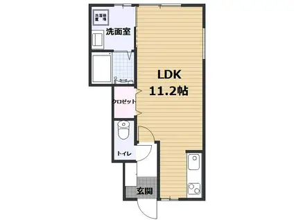 レコルト(ワンルーム/1階)の間取り写真