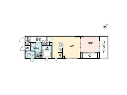 プレール・ドゥーク雪が谷大塚(1LDK/2階)の間取り写真