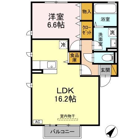 アグライアアリッサA(1LDK/2階)の間取り写真
