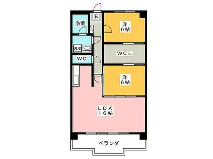 フランクール壱番館(2LDK/2階)の間取り写真