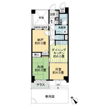 ライオンズヒルズ松戸(2SDK/1階)の間取り写真
