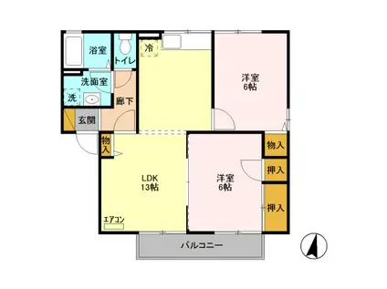 パストラル A(2LDK/1階)の間取り写真