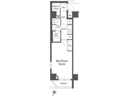 GENOVIA荻窪SKYGARDEN(1K/8階)の間取り写真