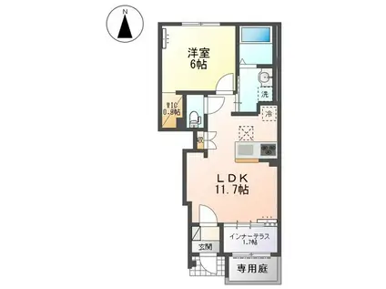 S LUNA I(1LDK/1階)の間取り写真