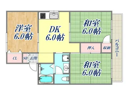 レジェンドールエム(3DK/1階)の間取り写真