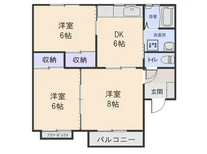 コーポドリームハウスII A(3DK/1階)の間取り写真