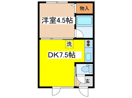 ドミールTK(1DK/2階)の間取り写真