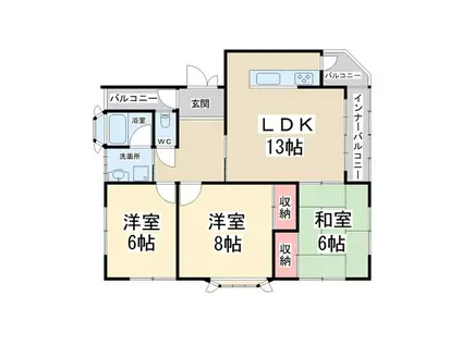 ガーデンベル(3LDK/2階)の間取り写真