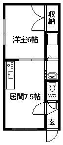 サティー永山(1DK/1階)の間取り写真