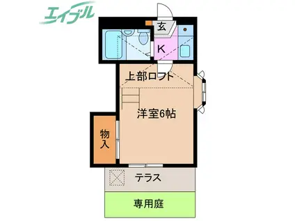 北浜町アパート(1K/1階)の間取り写真