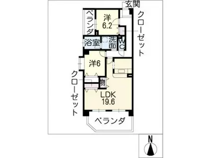 サンクチュアリ小幡(2LDK/3階)の間取り写真