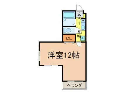 東京メトロ東西線 葛西駅 徒歩9分 4階建 築24年(1K/4階)の間取り写真