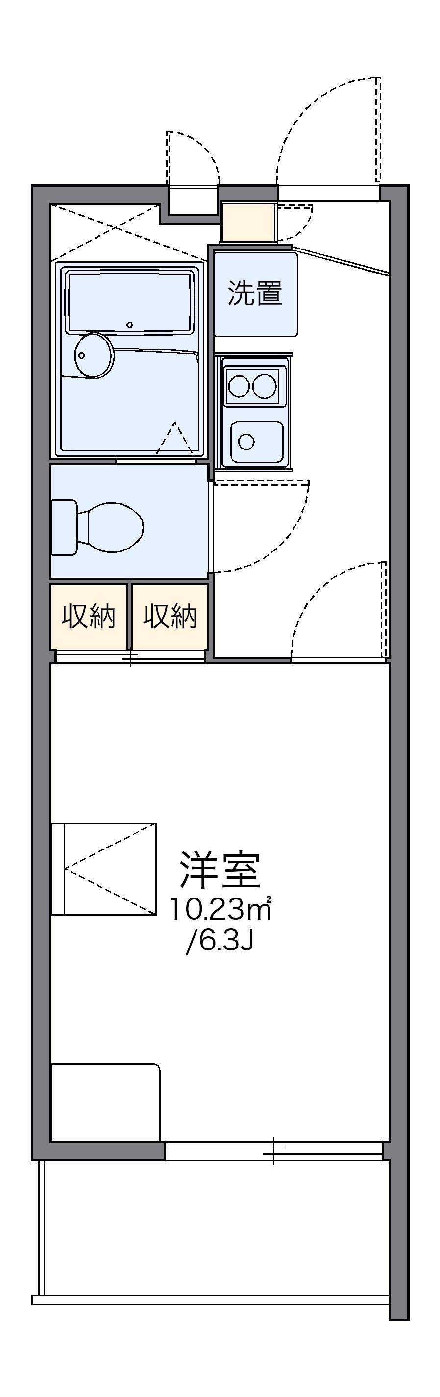 レオパレスパークビュー吉塚(1K/4階)の間取り写真