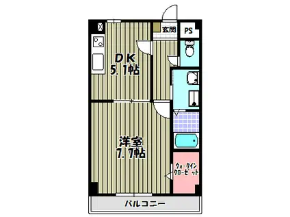 ユングフラウII(1DK/2階)の間取り写真