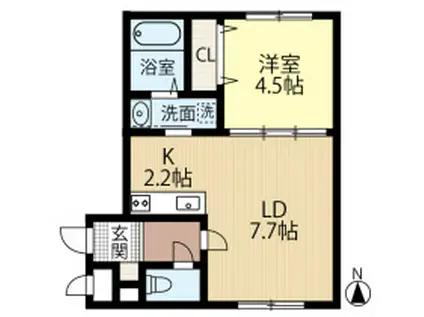 LOTUS FLEUR1(1LDK/4階)の間取り写真