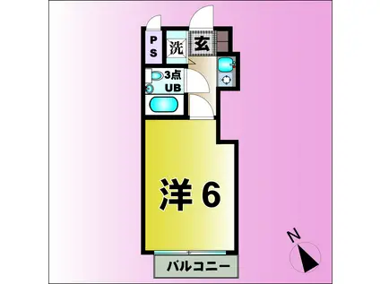 ホーユウコンフォルト多賀城(1K/2階)の間取り写真