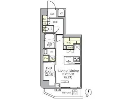 ARKMARK世田谷砧(1LDK/2階)の間取り写真